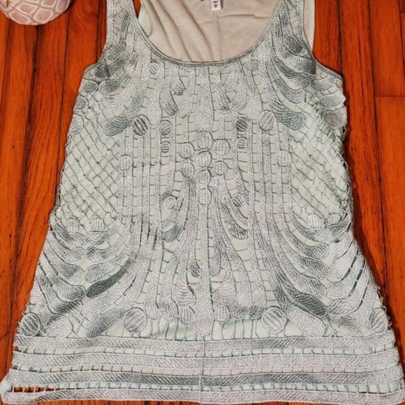 Express Mint Green Blue Lace Tank Top Cotton Shirt Sleeveless Preppy Bride XS - Picture 6 of 6